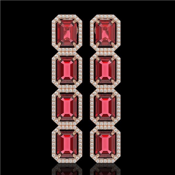 19.44 ctw Tourmaline & Diamond Micro Pave Halo Earrings 10k Rose Gold - REF-636Y4X