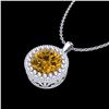 Image 2 : 1 ctw Intense Fancy Yellow Diamond Art Deco Necklace 18k White Gold - REF-245F5M