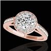 Image 1 : 1.45 ctw Certified Diamond Solitaire Halo Ring 10k Rose Gold - REF-197X8A