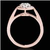 Image 2 : 1.45 ctw Certified Diamond Solitaire Halo Ring 10k Rose Gold - REF-197X8A