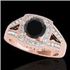 Image 1 : 1.65 ctw Certified VS Black Diamond Solitaire Halo Ring 10k Rose Gold - REF-115Y4X