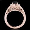 Image 2 : 1.65 ctw Certified VS Black Diamond Solitaire Halo Ring 10k Rose Gold - REF-115Y4X
