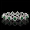 Image 2 : 37.35 ctw Emerald & Diamond Victorian Bracelet 14K White Gold - REF-956G8W