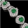 Image 3 : 37.35 ctw Emerald & Diamond Victorian Bracelet 14K White Gold - REF-956G8W