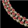 Image 3 : 56.93 ctw Tourmaline & Diamond Necklace 10K Yellow Gold - REF-709M3G