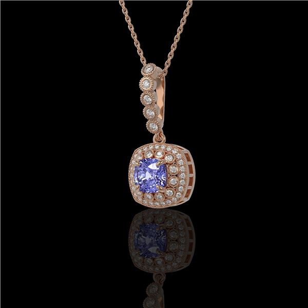 2.6 ctw Tanzanite & Diamond Victorian Necklace 14K Rose Gold - REF-100F2M