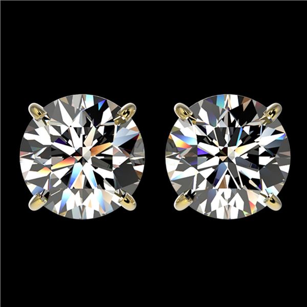 3.05 ctw Certified Diamond Stud Earrings 10k Yellow Gold - REF-512K3Y