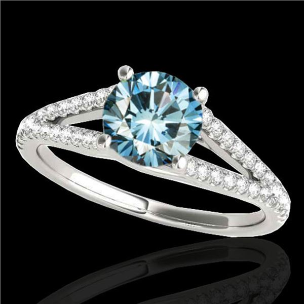 1.25 ctw SI Certified Fancy Blue Diamond Solitaire Ring 10k White Gold - REF-129Y5X