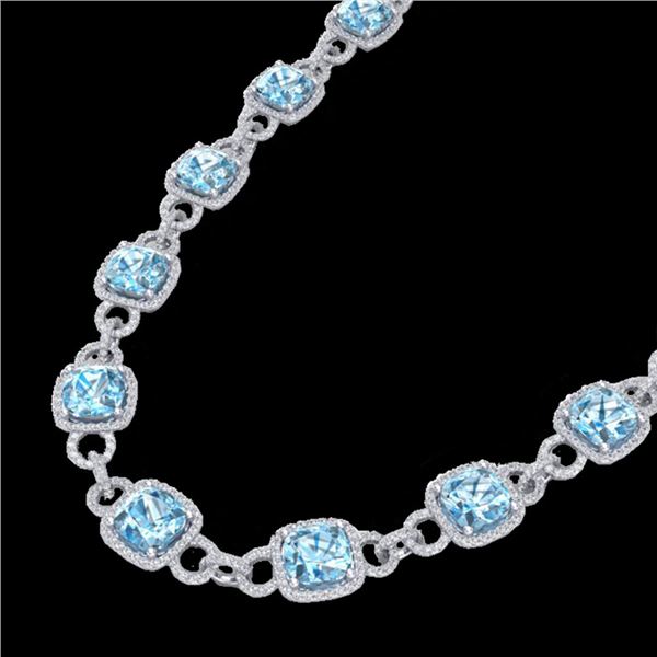 66 ctw TOPAZ & Micro VS/SI Diamond Eternity Necklace 14k White Gold - REF-881W8H