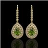 Image 1 : 9.95 ctw Tourmaline & Diamond Victorian Earrings 14K Yellow Gold - REF-318X4A