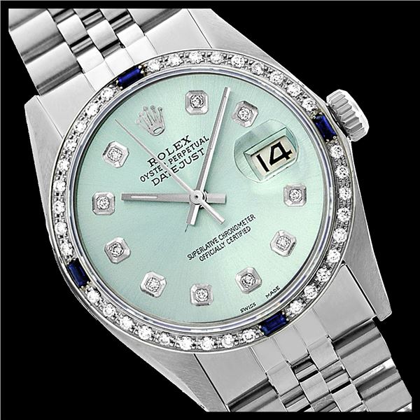 Rolex Ladies Stainless Steel, Diam Dial & Diam/Sapphire Bezel, Sapphire Crystal