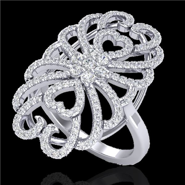 2.25 ctw Micro Pave VS/SI Diamond Designer Ring 18k White Gold - REF-191A3N