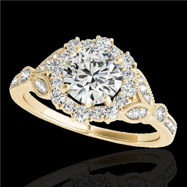 1.5 ctw Certified Diamond Solitaire Halo Ring 10k Yellow Gold - REF-190K9Y