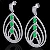 Image 1 : 4 ctw Emerald & Micro Pave VS/SI Diamond Earrings 18k White Gold - REF-307H3R