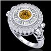 Image 1 : 2.03 ctw Intense Fancy Yellow Diamond Art Deco Ring 18k White Gold - REF-245G5W