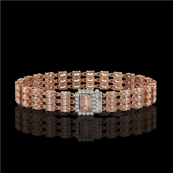 24.91 ctw Morganite & Diamond Bracelet 14K Rose Gold - REF-354H5R