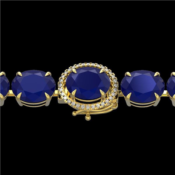 76 ctw Sapphire & Micro Pave Diamond Bracelet 14k Yellow Gold - REF-317K3Y