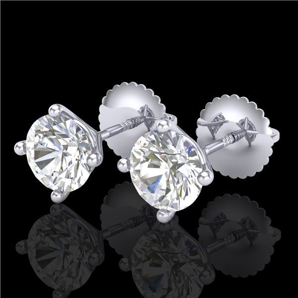 1.5 ctw VS/SI Diamond Solitaire Art Deco Stud Earrings 18k White Gold - REF-208G6W