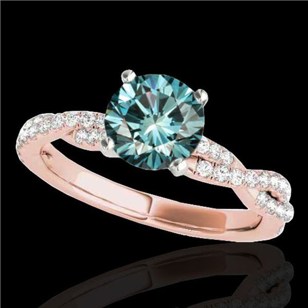 1.25 ctw SI Certified Fancy Blue Diamond Solitaire Ring 10k Rose Gold - REF-114A4N