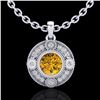 Image 1 : 1.01 ctw Intense Fancy Yellow Diamond Art Deco Necklace 18k White Gold - REF-136N4F