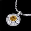 Image 2 : 1.01 ctw Intense Fancy Yellow Diamond Art Deco Necklace 18k White Gold - REF-136N4F