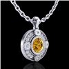Image 3 : 1.01 ctw Intense Fancy Yellow Diamond Art Deco Necklace 18k White Gold - REF-136N4F