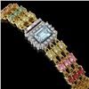 Image 2 : 29.17 ctw Sapphire & Diamond Bracelet 14K Yellow Gold - REF-318W2H