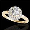 Image 1 : 1.43 ctw Certified Diamond Solitaire Halo Ring 10k Yellow Gold - REF-197F8M