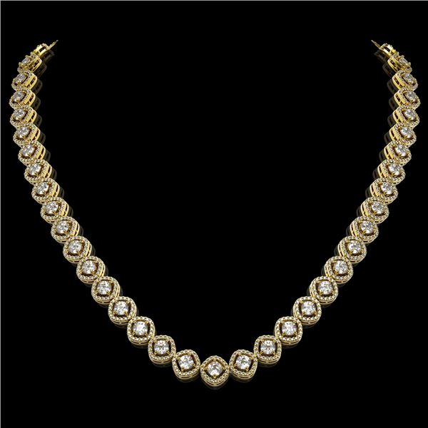 18.43 ctw Cushion Cut Diamond Micro Pave Necklace 18K Yellow Gold - REF-1605N8F