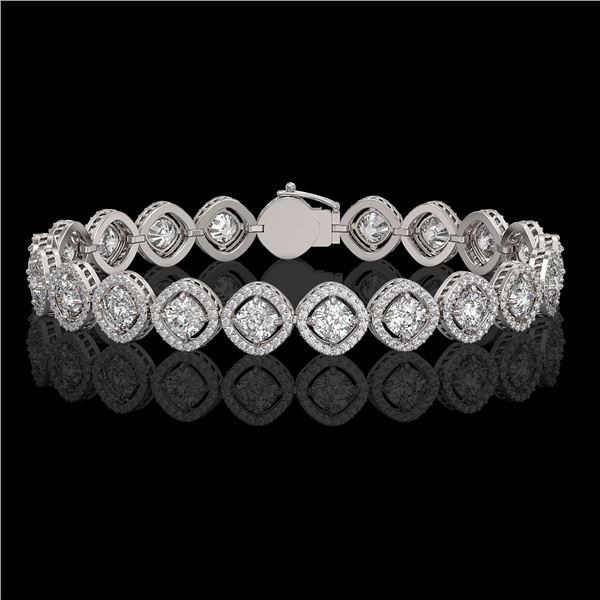 13.06 ctw Cushion Cut Diamond Micro Pave Bracelet 18K White Gold - REF-1690F2M