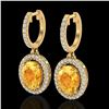 Image 1 : 3.50 ctw Citrine & Micro Pave VS/SI Diamond Earrings 18k Yellow Gold - REF-94R5K