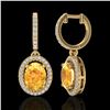 Image 2 : 3.50 ctw Citrine & Micro Pave VS/SI Diamond Earrings 18k Yellow Gold - REF-94R5K