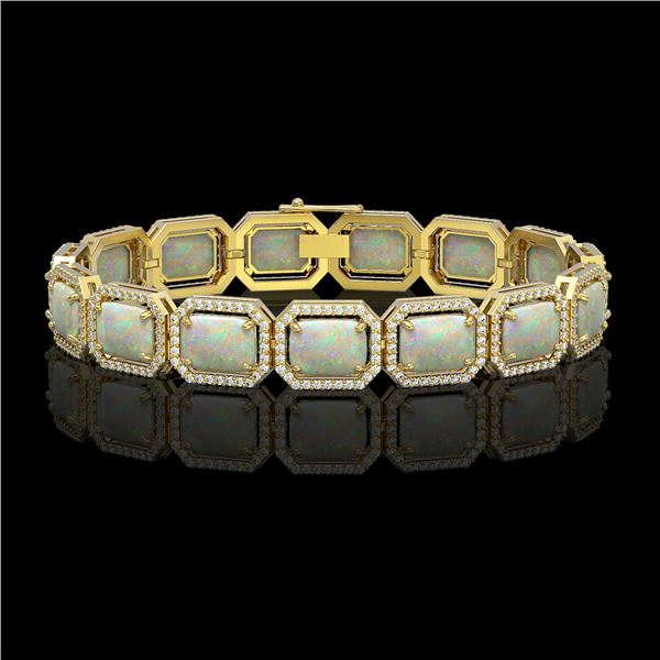 24.37 ctw Opal & Diamond Micro Pave Halo Bracelet 10k Yellow Gold - REF-372Y8X