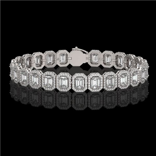 17.28 ctw Emerald Cut Diamond Micro Pave Bracelet 18K White Gold - REF-2686Y8X