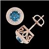 Image 3 : 1.55 ctw Fancy Intense Blue Diamond Art Deco Earrings 18k Rose Gold - REF-169M3G