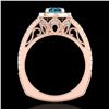 Image 3 : 1.55 ctw Fancy Intense Blue Diamond Art Deco Ring 18k Rose Gold - REF-178W2H