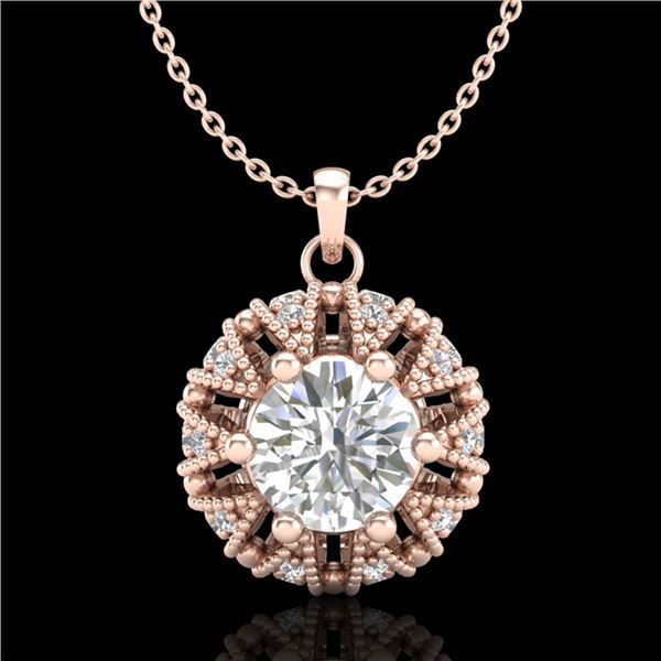 1.2 ctw VS/SI Diamond Art Deco Micro Pave Stud Necklace 18k Rose Gold - REF-220M2G