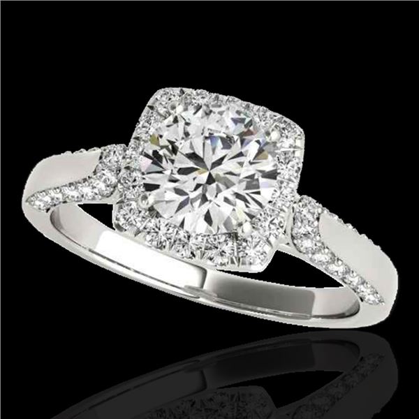 1.5 ctw Certified Diamond Solitaire Halo Ring 10k White Gold - REF-204X5A