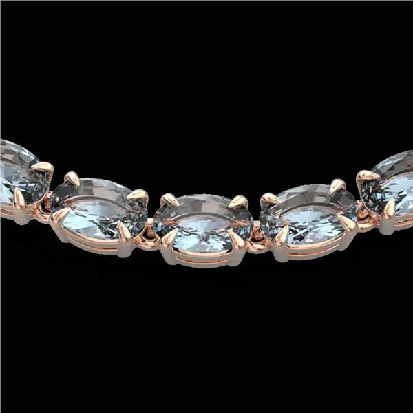 29 ctw Aquamarine Eternity Tennis Necklace 14k Rose Gold - REF-276G2W