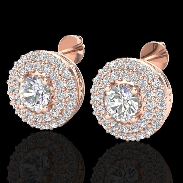 1.20 ctw Micro Pave VS/SI Diamond Earrings DOUBLE 14k Rose Gold - REF-123X6A