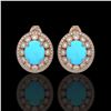 Image 1 : 9.21 ctw Turquoise & Diamond Victorian Earrings 14K Rose Gold - REF-266Y4X