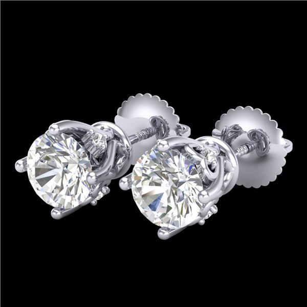 1.26 ctw VS/SI Diamond Solitaire Art Deco Stud Earrings 18k White Gold - REF-209A3N