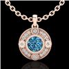 Image 1 : 1.01 ctw Fancy Intense Blue Diamond Art Deco Necklace 18k Rose Gold - REF-119H3R