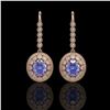 Image 1 : 9.47 ctw Tanzanite & Diamond Victorian Earrings 14K Rose Gold - REF-315K6Y