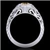 Image 3 : 1.07 ctw Intense Fancy Yellow Diamond Art Deco Ring 18k White Gold - REF-200M2G