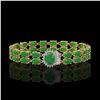 Image 1 : 29.82 ctw Jade & Diamond Bracelet 14K Yellow Gold - REF-218K2Y