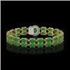 Image 3 : 29.82 ctw Jade & Diamond Bracelet 14K Yellow Gold - REF-218K2Y