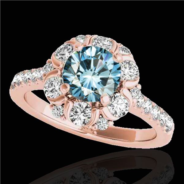 2.05 ctw SI Certified Fancy Blue Diamond Halo Ring 10k Rose Gold - REF-156A8N