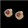 Image 2 : 4.99 ctw Certified Ruby & Diamond Victorian Earrings 14K Yellow Gold - REF-124R8K