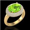 Image 1 : 4.50 ctw Peridot & Micro Pave VS/SI Diamond Ring 18k Yellow Gold - REF-116A2N